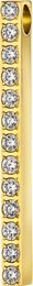 PURE - Pendant 24.8mm long, polished with set zirconia in a row, made of stainless steel gold