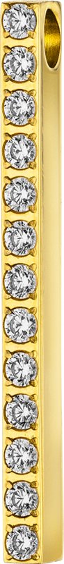 PURE - Pendant 24.8mm long, polished with set zirconia in a row, made of stainless steel gold