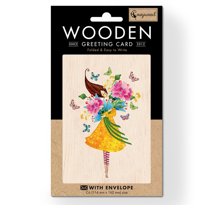 The Hug Wooden foldet lykønskningskort