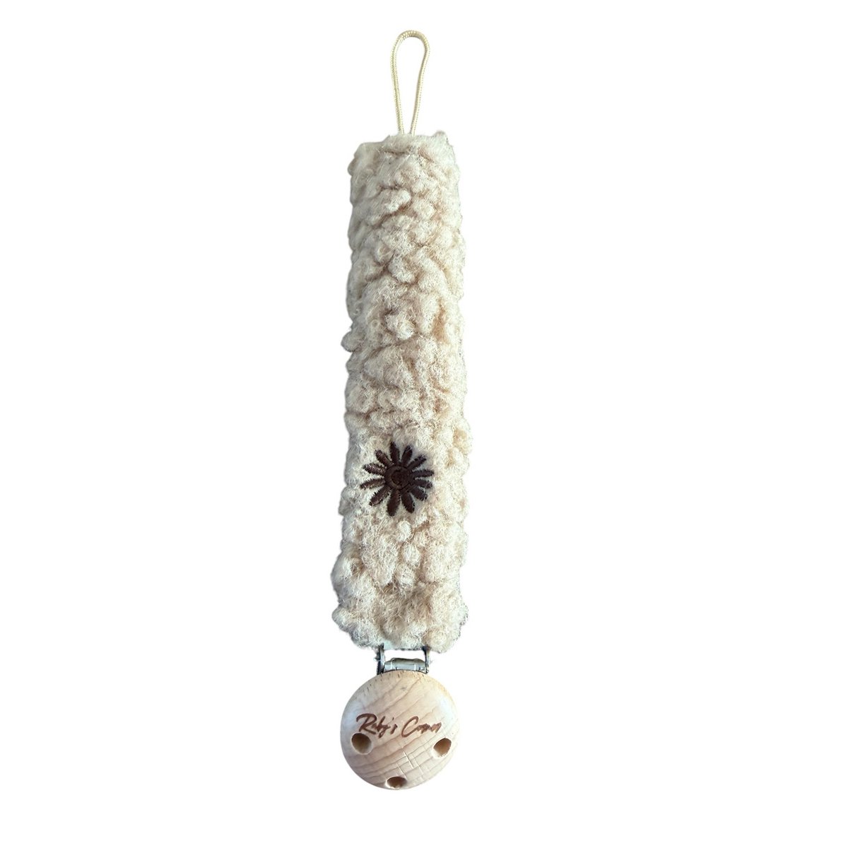 Pacifier Cord Teddy - Flower - Brown