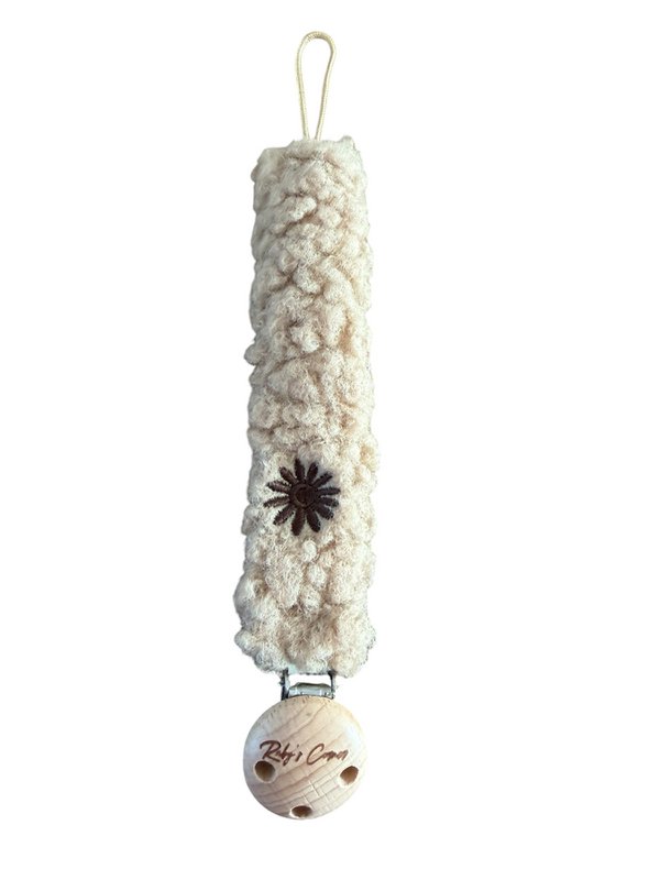 Pacifier Cord Teddy - Flower - Brown