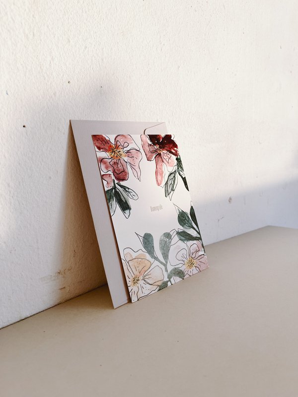 Floral greetings postcard