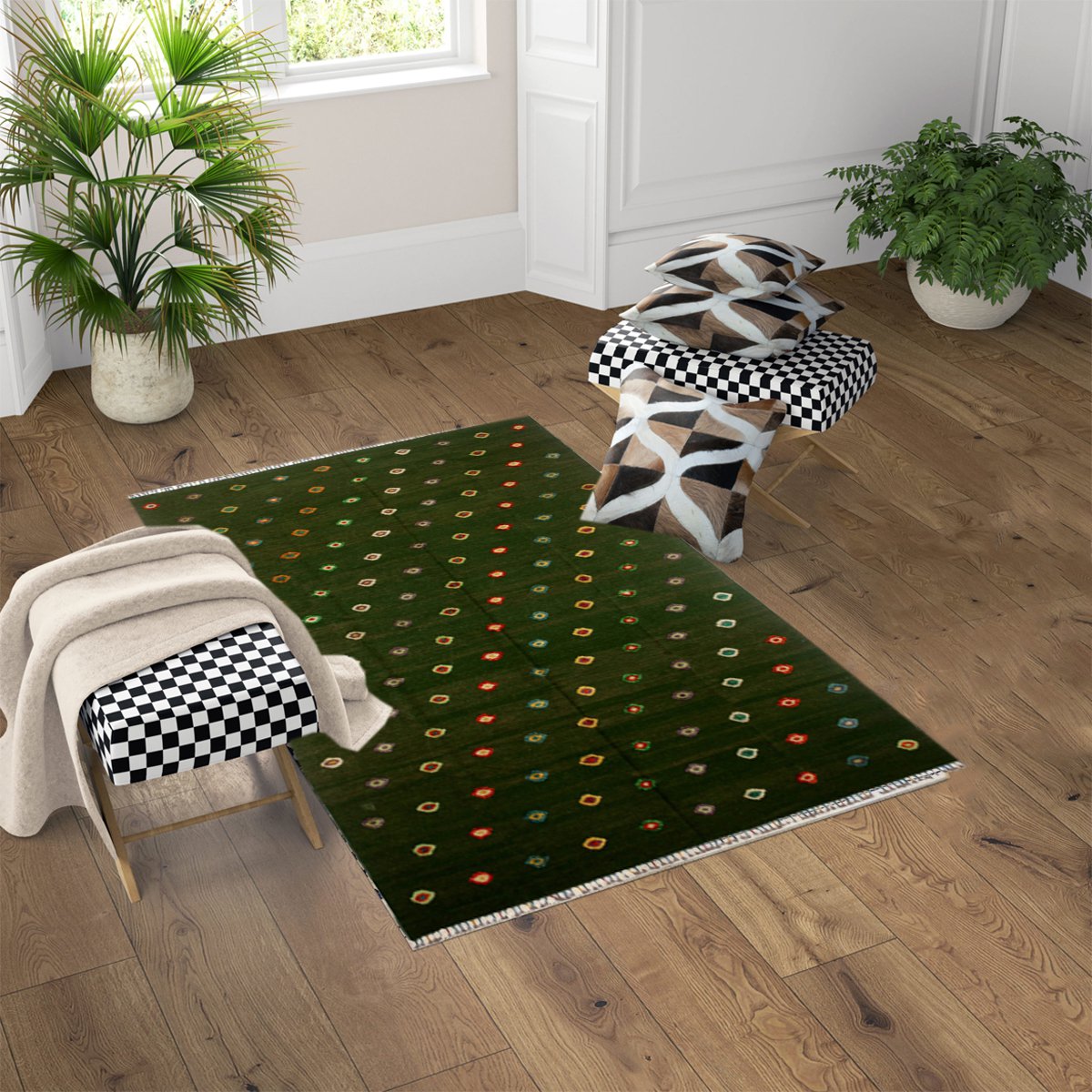 Soumak Turtle groen Kelim vloerkleed