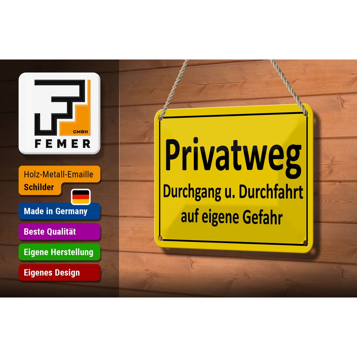 Tin sign note 18x12cm private path yellow decoration
