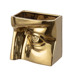 Vase Auge; Gesicht Volto goldfarben H. 16 cm, VE 3