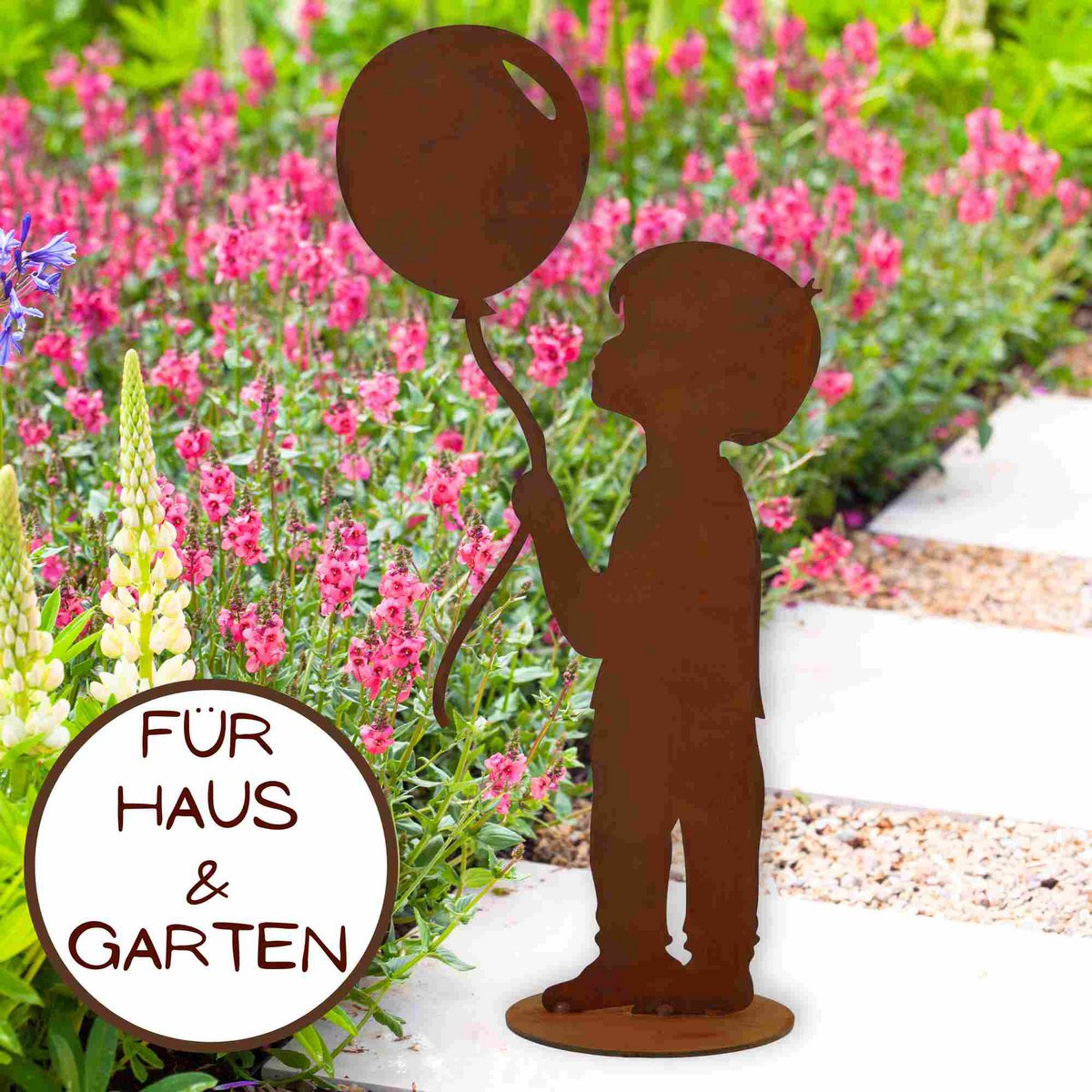 Dreng med ballon | Patina havedekorationsfigur