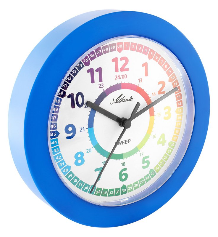 Reloj de pared infantil Atlanta, azul, Ø 22 cm