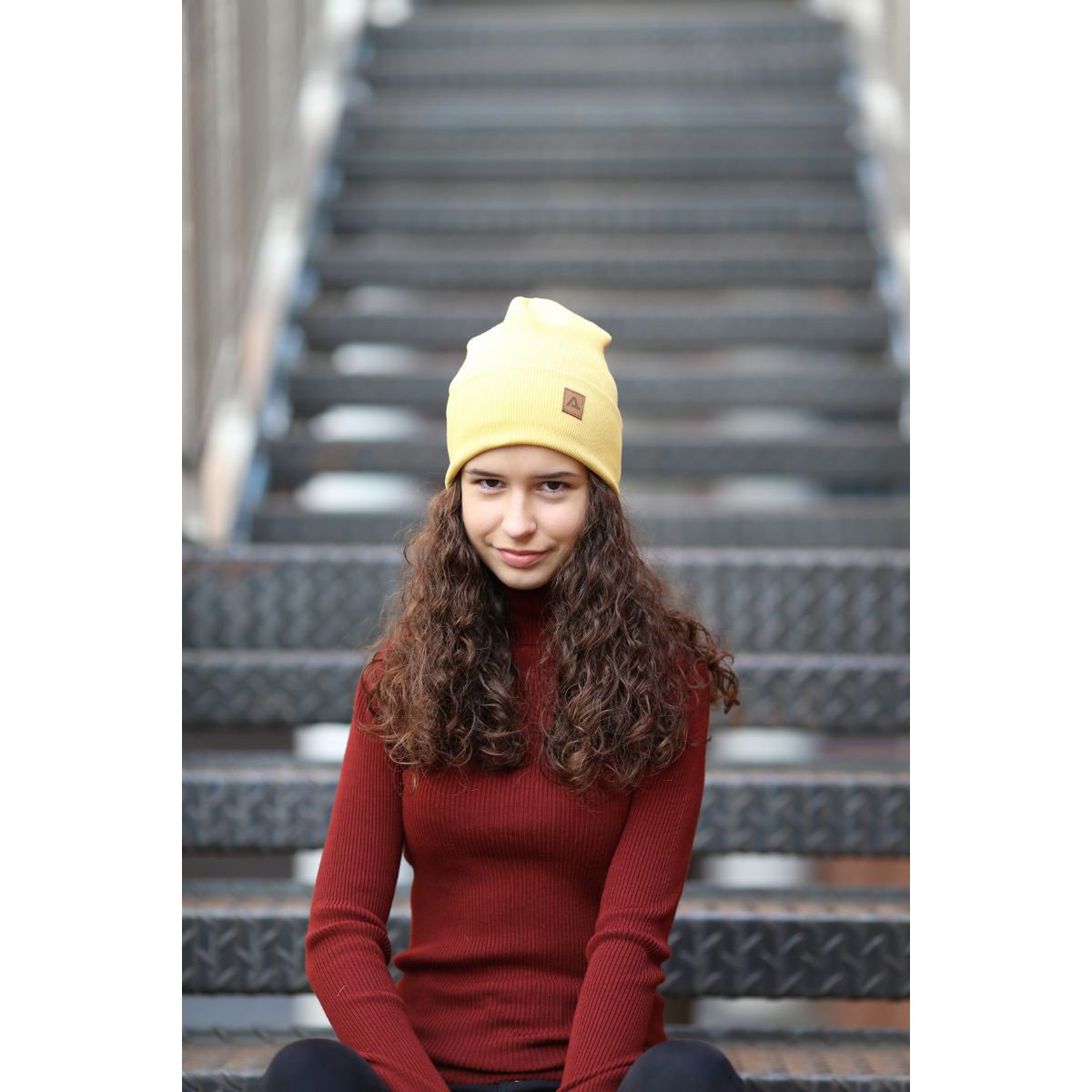 Gorro de primavera RIB - algodón - MOSTAZA