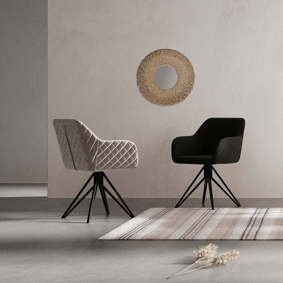Venice Dining Chair, Black Velvet & Black legs