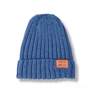 Merino Muts Rib Gebreid Blauw