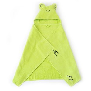 Milk&Moo Cacha Frog 100% Cotton Hooded Baby Bath Towels, Unisex, 27.5x47inc