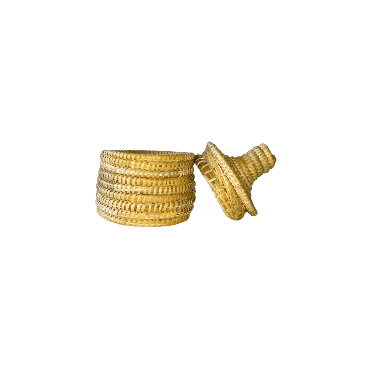 Marokkanischer Rattankorb mit Deckel, Boho, Ethno, handgefertigter marokkanischer Korb 15 cm