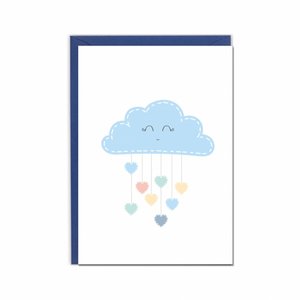 Faltkarte hoch, WOLKE blau