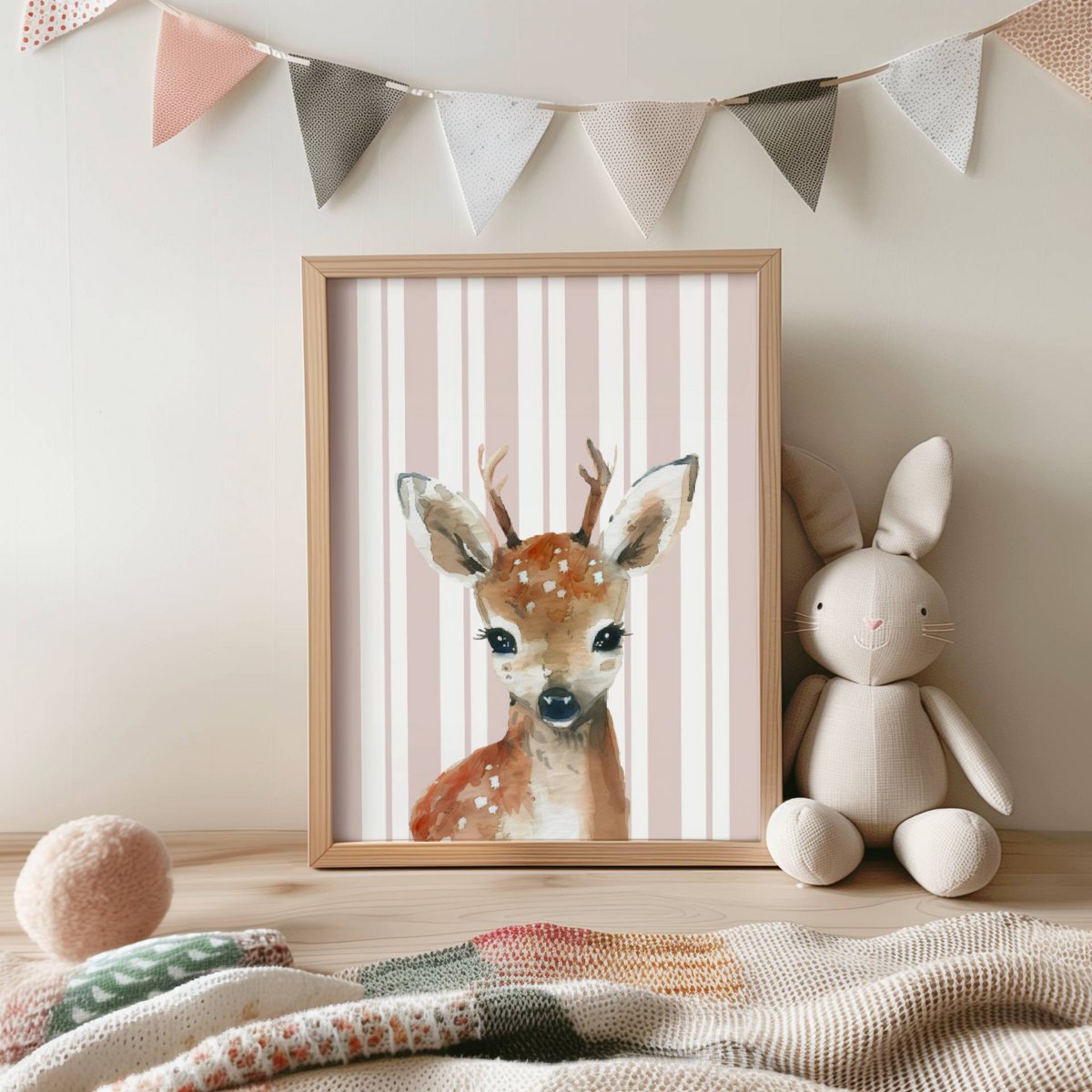 Deer poster, woodland animals poster, deer print, cute deer poster, girls room poster, girls nursery art print, girls room