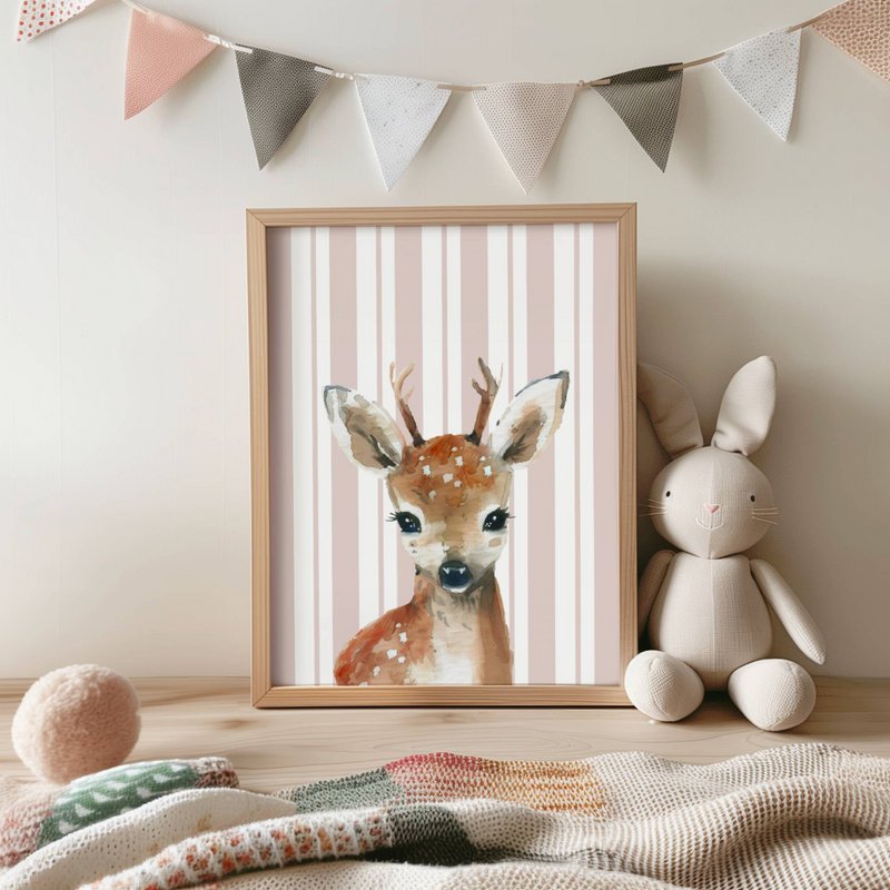 Deer poster, woodland animals poster, deer print, cute deer poster, girls room poster, girls nursery art print, girls room