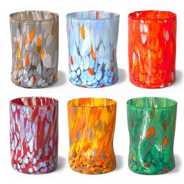 Verres Naif Tumbler en verre soufflé et fait main avec murrine de Murano, ligne « I Colori di Murano » 395 ml. Fabriqué en Italie