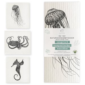 Sponge cloth set of 3 - underwater