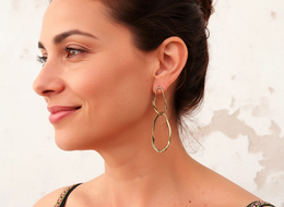 Long Patinated Bronze Dangle Earrings, Statement Jewelry