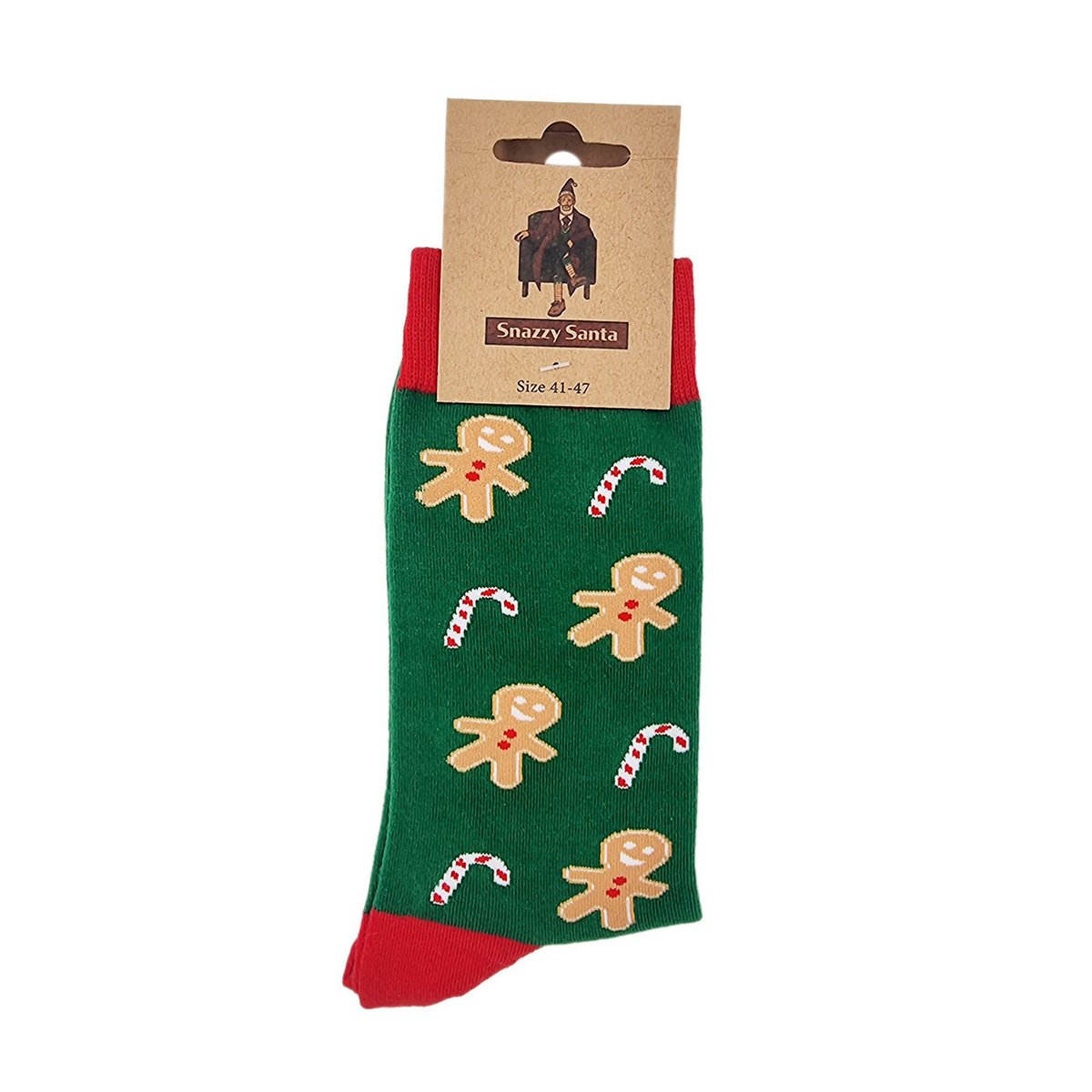 Socks - Green with gingerbread men ADULTS & KIDS