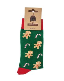 Socks - Green with gingerbread men ADULTS & KIDS