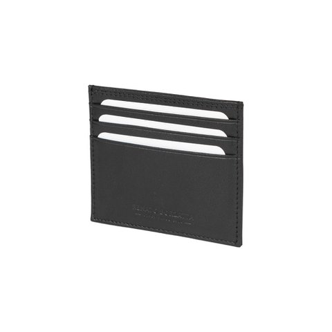 RB12016A | Kreditkartenetui aus echtem Vollnarbenleder mit leichter Narbung. Schwarze Farbe. RFID-Schutz. Abmessungen: 10 x 8 x 0,5 cm. Verpackung: Geschenkbox mit Boden/Deckel