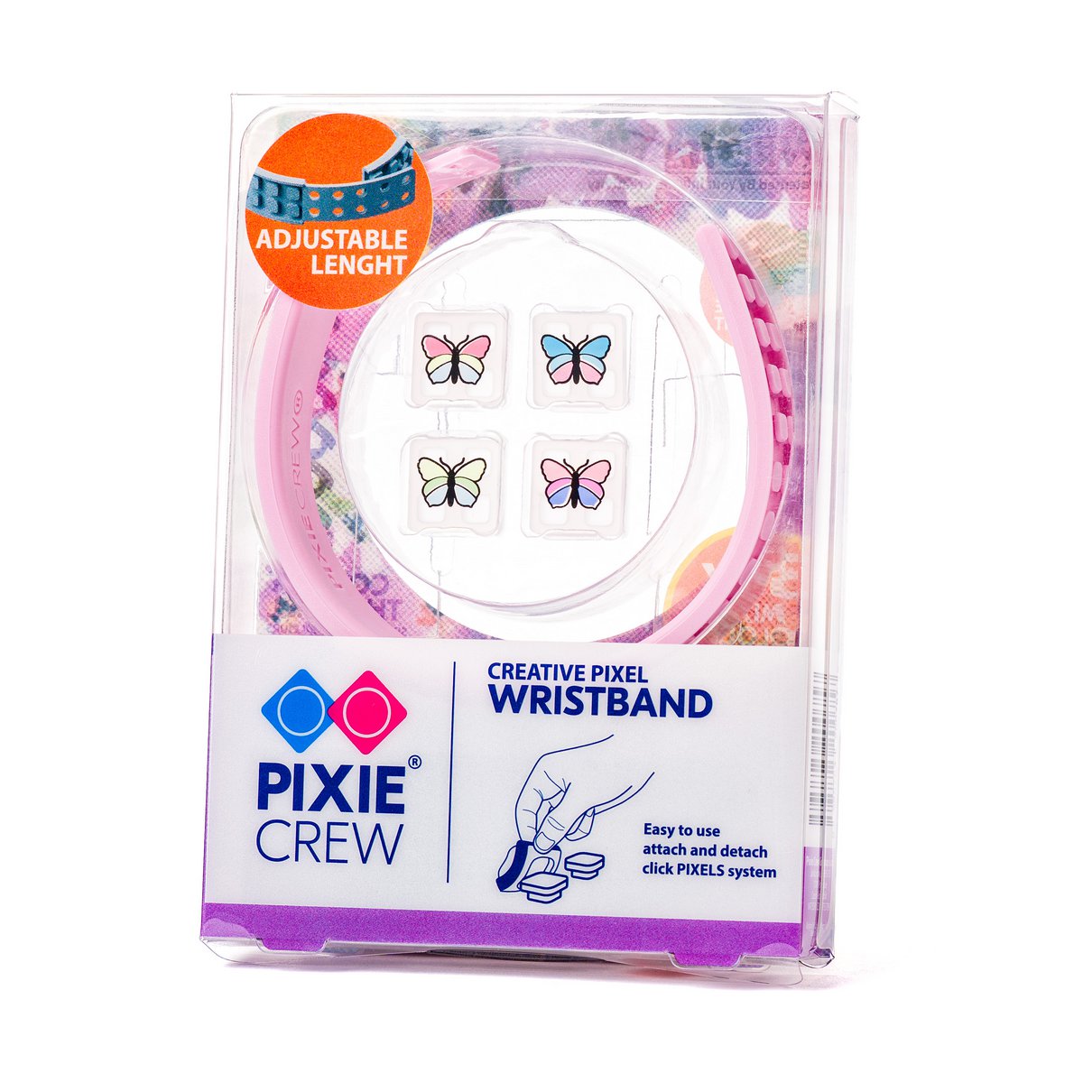PIXIE CREW Kreativt pixelarmbånd — japansk forår / pink med sommerfugle