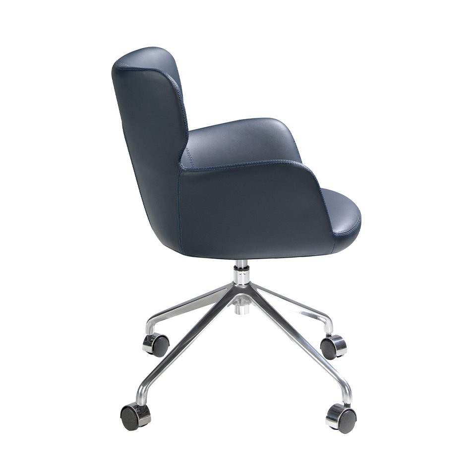 Blue leatherette swivel office chair 4110