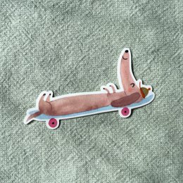 Vinilo adhesivo Skater Dachshund