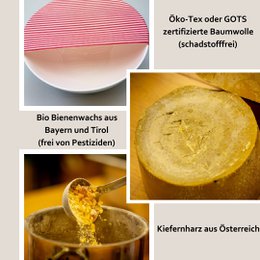Lot de 3 chiffons en cire d'abeille biologique « Luisa » - fabriqués à la main en Allemagne