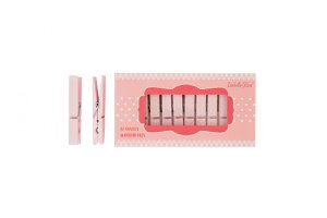 Wooden pegs set polka dot pink 12 pcs in box Isabelle Rose