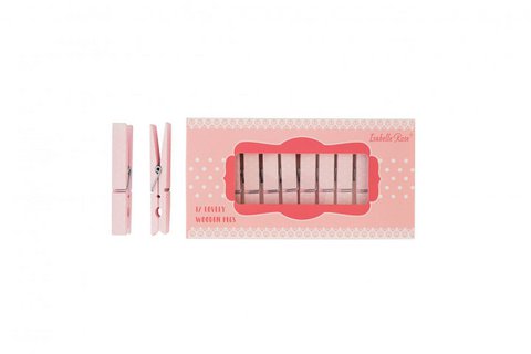 Houten haringen set stip roze 12 stuks in doos Isabelle Rose