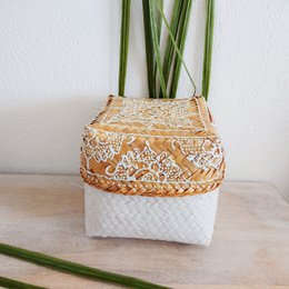 Bamboo boxes, natural/white - set of 3