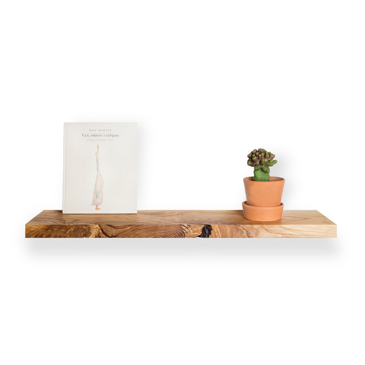 Tu Las™ pływająca drewniana półka ścienna - 94 x 22 x 4 cm - ręcznie robiona podłużna półka na książki - drewno dębowe