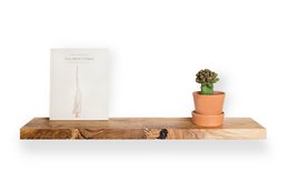 Tu Las™ Floating Wooden Wall Shelf - 94 x 22 x 4 cm - Handmade Oblong Bookshelf - Oak Wood