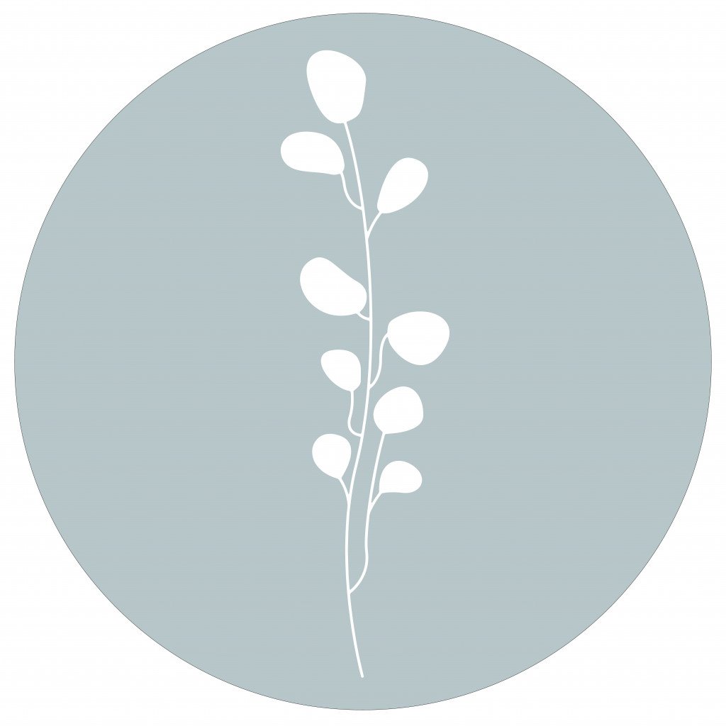 Wall circle leaves sea blue
