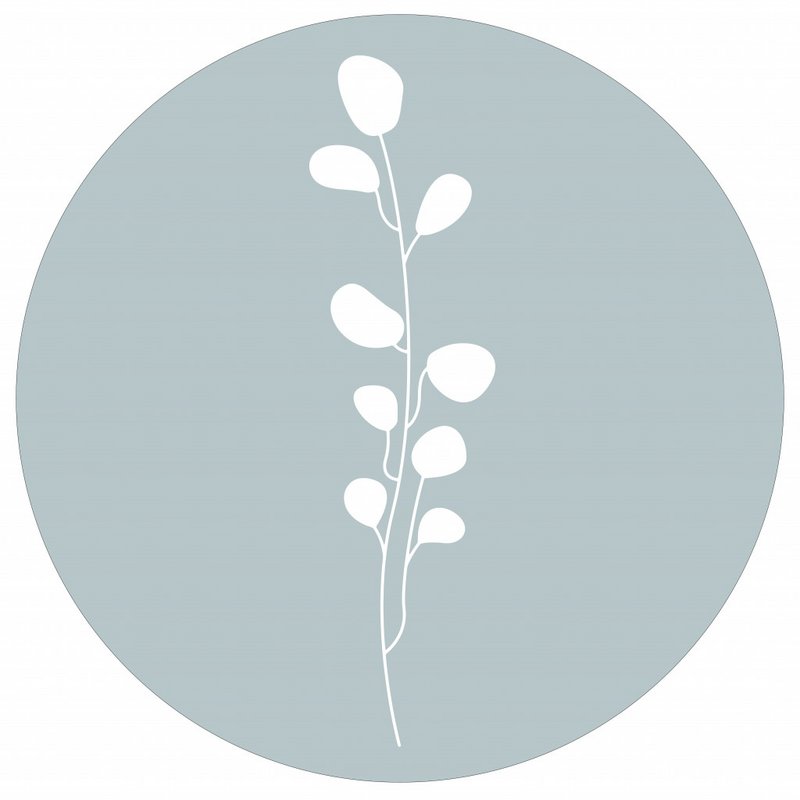 Wall circle leaves sea blue