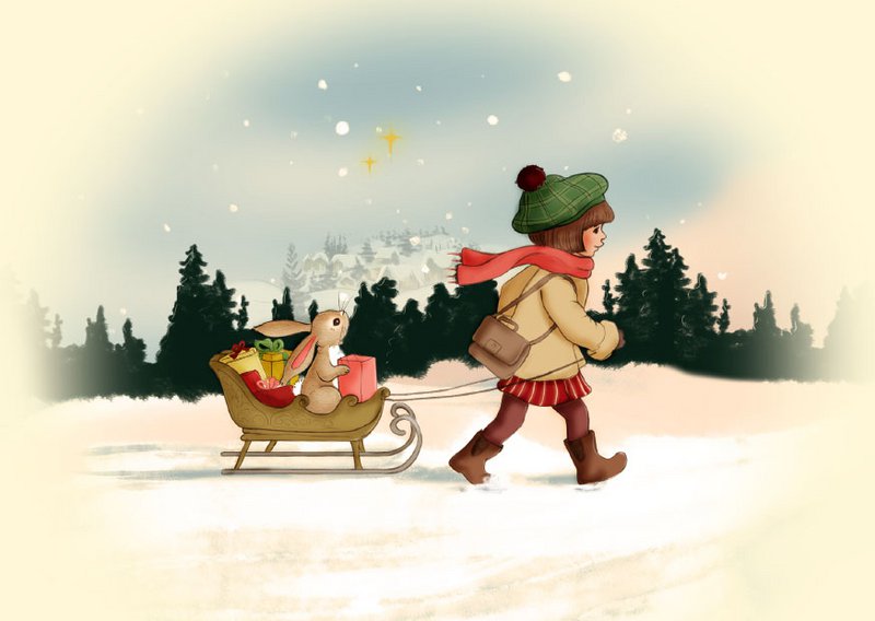 Postcard Delivering Presents