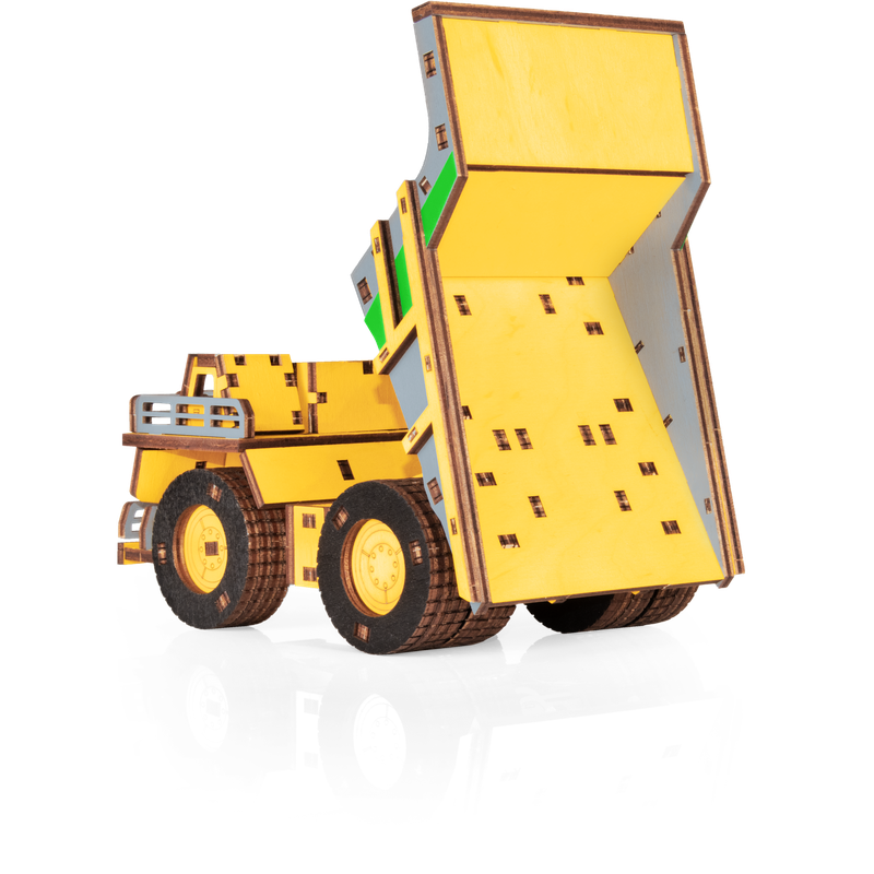 Eco Wood Art (EWA) 3D-Puzzle aus mechanischem Holz, Hybrid-Bergbau-Muldenkipper Belaz-7513M, 4233, Farbe Gelb, 18 x 9 x 10 cm
