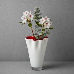 Vase glas bølget tofarvet hvid rød bordvase glasvase 21 x 21 x 30 cm