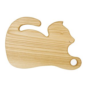 Wooden breakfast board with animal motif cat