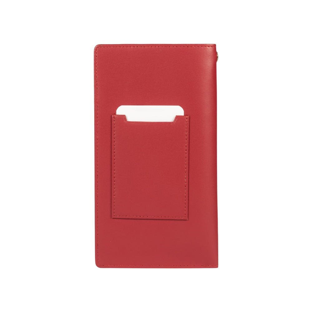 RB1087V | Brillen-/Smartphone-Halter mit Schultergurt, hergestellt in Italien aus echtem, glattem, mattem Leder. Rote Farbe