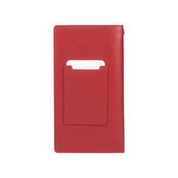 RB1087V | Brillen-/Smartphone-Halter mit Schultergurt, hergestellt in Italien aus echtem, glattem, mattem Leder. Rote Farbe