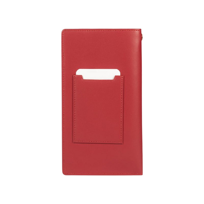 RB1087V | Brillen-/Smartphone-Halter mit Schultergurt, hergestellt in Italien aus echtem, glattem, mattem Leder. Rote Farbe