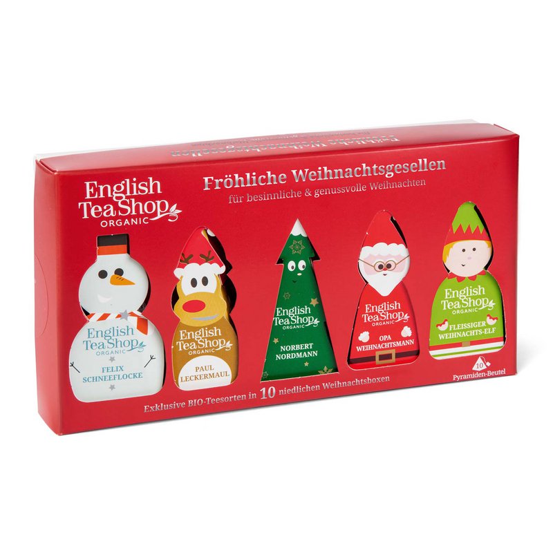 ETS - Wintertee Geschenk "Fröhliche Weihnachtsgesellen", BIO, 10 Pyramidenbeutel