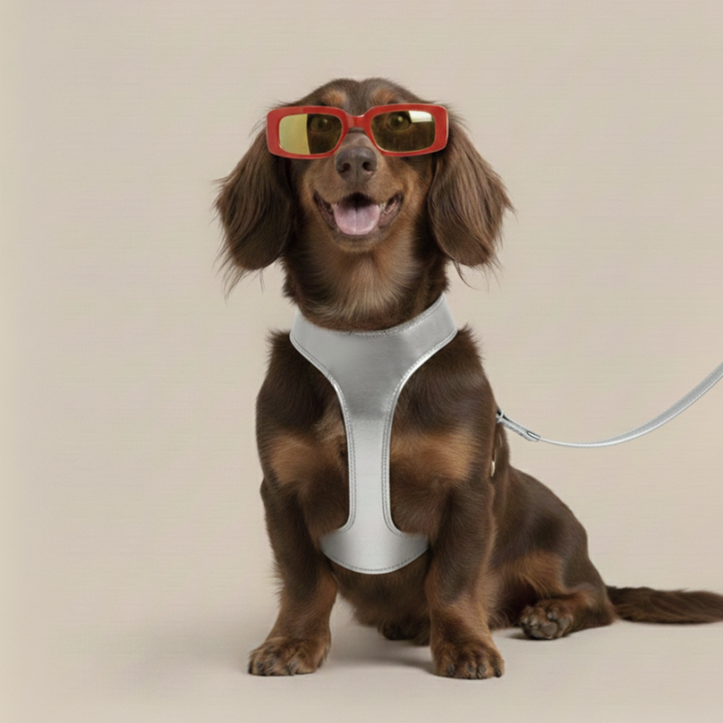 CABLAGGIO CHURCHILL. Verde Abete – Pettorina per cani imbottita in pelle vegana