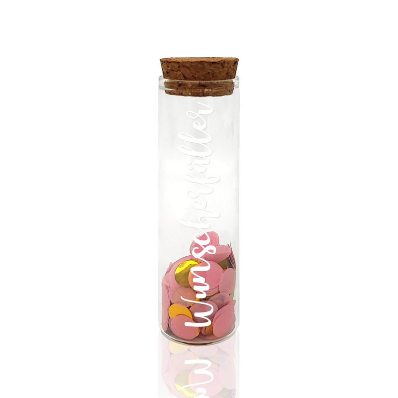 Geldcadeaukoker “WUNSCHERFULLLER”, wit met roze confetti