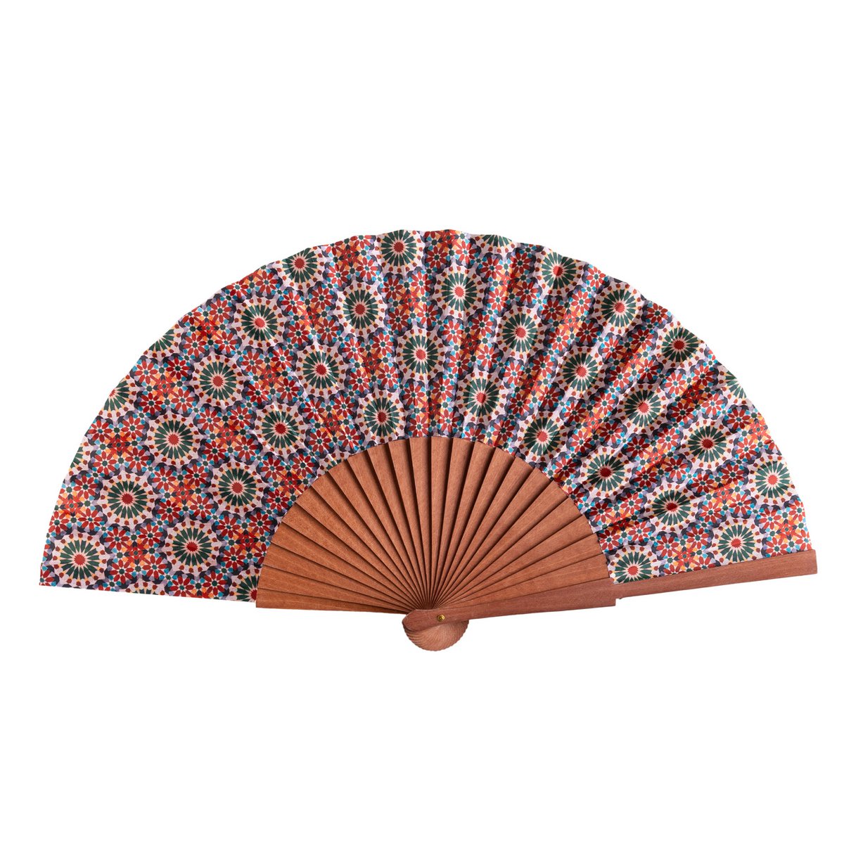 Al-Andalus Tilework Satin Hand Fan Zaida 23 cm