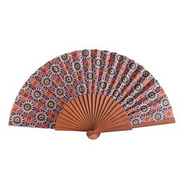 Al-Andalus Tilework Satin Hand Fan Zaida 23 cm
