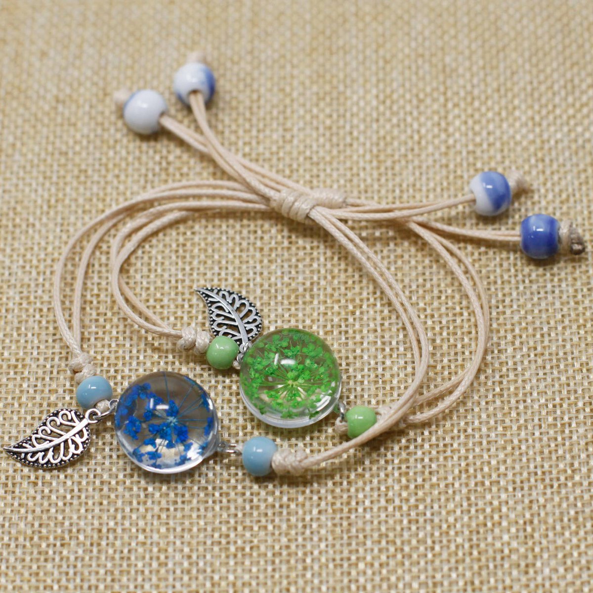 PFJ-10 - Pressed Flowers - Pretty Flower & Leaf Braclet
