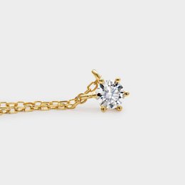 Collana in argento placcato oro giallo con zirconi montata su 6 griffe